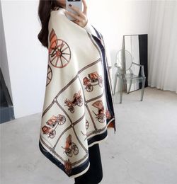 Scarves Fall Winter 2022 Thickened Horse Scarf Long Dualuse Carriage Shawl Tassels Cashmerelike Show Poncho Cape Pashmina6492642