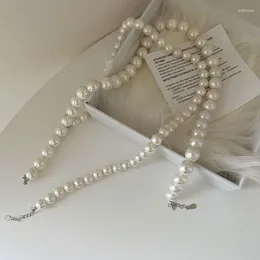 Chains Luxury Pearl Chocker S925 Sterling Silver Fashion Girl Handmade Elegant Women Designer Necklace