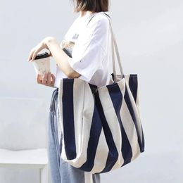 Bags Striped Big Canvas Tote Bag for Women Summer Beach Classical Fabric Soft Large Handbag 2022 Female Large Casual Tophandle Bag