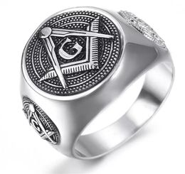 High quality ring 316 stainless steel men039s maoson masonic silver black rings mason Jewellery Unique design high grade9645222