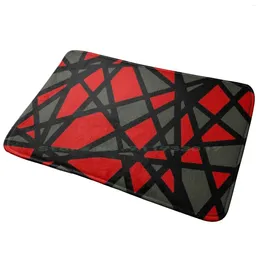 Carpets Black Lines Create Irregular Shapes Red Accent Abstract Entrance Door Mat Bath Rug Ticket Airport World Aviation