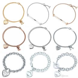 Trendiges Designer-Armband, 100 % 925er Sterlingsilber, klassisches Schlüssel-Herz-Armband, Geschenk, exquisites Hochzeits-Damenarmband, Schmuck-Geschenkbox