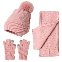 Ball Caps Women&Men Autumn Winter Hat Gloves Scarf Set For Teen Girls Men Women Fleece