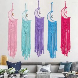 Tapestries Nordic Bohemian Knitted Rope Tapestry Wall Decor Moon Shape Woven Tassel Blanket Hanging