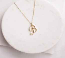 Silver Small Swirl Initial Alphabet Capital Letter Necklace All 26 English AT Cursive Luxury Monogram Name Word Text Character Pe6555130