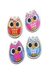 Enamel Owl Charms Pendants L1557 188x193mm 100pcslot 4Colors TwoSided Charm Jewelry DIY sell7921518