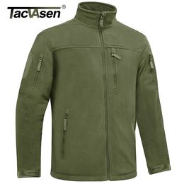 TACVASEN Winter Tactical Fleece Jacket Mens Zipper Pockets Jacket Thermal Warm Security Full Zip Fishing Work Coats Outwear Tops 231222