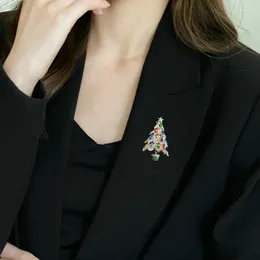 Bow Ties Premium Sense Clothing For Christmas Gifts Colored Zircon Inset Fixed Pin Tree Brooch