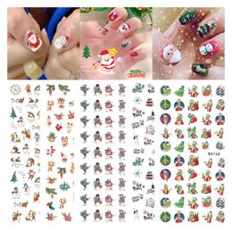 Nail Stickers 3D Snowflake Christmas Decals Sticker Flower Love Heart Design Winter Elk Leaf Slider For Nails Adhesive Decor Manicures