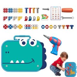 Montessori Baby Toys Construction Tool Toy Set With Toy Electronic Drill and Tool Box Montessori Education Toys for Children 231225