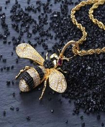 Personality Gold Iced Out Cubic Zirconia Animal Bee Pendant Necklace Men039s Hip Hop Jewelry Gifts For Women4388066