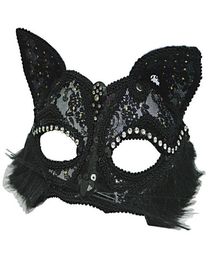 Venetian Masquerade Mask Women039s Sexy Black Glitter Fancy Cat Lace Eye Mask Halloween Cat Lace Eye Mask HJ1207381121