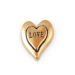 20PCS lot Gold Colour Love Word Letter Charm DIY Heart Floating Locket Charms Fit For Glass Memory Locket263q