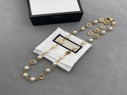 Classic Flower Necklace Women Designer Jewellery Golden Chain Necklace For Womens Luxury Letters Jewelrys With Pearl Necklaces Party5484669