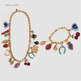 Pendant Necklaces 2023 New ZA Indian Ethnic Statement Metal Choker Necklace Women Handmade Acrylic Shell Bead Charm Large Collar Necklace JewelryL231225