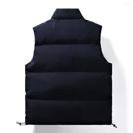 Men's Vests Men Thickened Vest Jacket Winter Windproof Stand Collar With Pockets Padded Sleeveless Coat For Cold