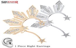Gold Crystal Star Ear Clip Earrings for Women Accessories Lovely Hyperbole Rhinestone Stars Big Ear Cuff Earring Fashion Jewelry3239993