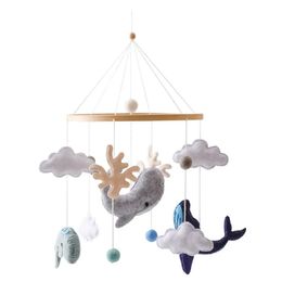 Baby Rattle Toy Soft Felt Ocean Wooden Mobile On The Bed born Music Box Bed Bell Hanging Toys Holder Bracket Infant Crib Toys 231225