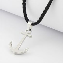 Runda Fashion IP Black Stainless Steel Sailor Anchor Pendant Necklace for Men Jewellery with Nylon Rope 201013279r