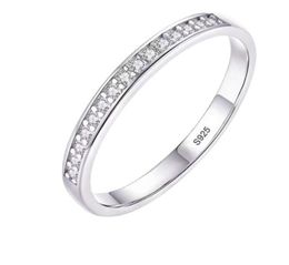 Women Engagement Ring Small Zirconia Diamond Half Eternity Wedding Band Solid 925 Sterling Silver Promise Anniversary Rings R0129253655