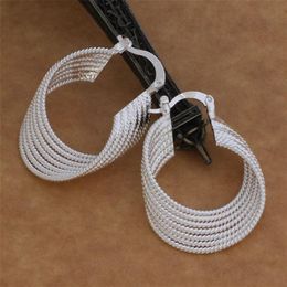 Fashion Jewelry Manufacturer 40 pcs a lot 7 ed thread circle earrings 925 sterling silver jewelry factory Fashion Shi345i