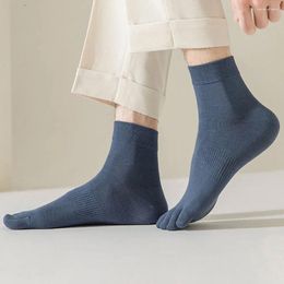 Men's Socks Autumn And Winter Season Solid Colour Five-toe Sports Leisure High Elasticity Cotton Toe-splitting Average