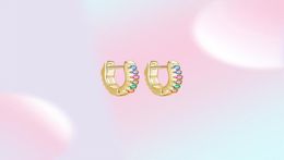 100 925 Sterling Silver Colorful Zircon Tiny Small Hoop Earrings For Girl Women Turquoise Erring Fine Statement Jewelry 2107072288665