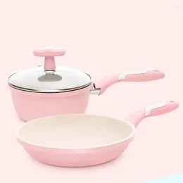Cookware Sets Maifan Stone Kitchen Soup Non-Stick Frying Pan Set Pot Milk With Handle Lid Cooking Utensils For
