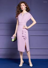 Party Dresses Luxury Beading Pink Formal Occasion For Women 2023 Summer Midi Vestidos Office Plus Size Cocktail Robes 4XL