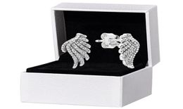 Authentic 925 Sterling Silver Wing Stud Earring Original box for CZ diamond Feather Earrings Women gift Jewellery set7567223