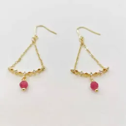 Dangle Earrings Delicate Faceted Ruby Zircon Pendants Charms 14K Gold Filled Chain Tassel For Women Unusual