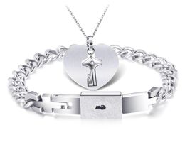 Bracelet Necklace Concentric Lock Couple Bracelet Double Buckle Student Men And Women Key Necklace Romantic Confession Tit Dhgarde6010624