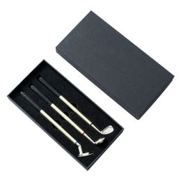 Mini golf club ballpoint pen Metal ball pen set with packaging box