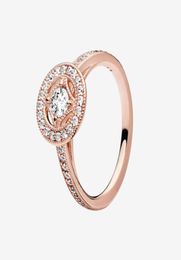 HOT Rose gold plated Wedding Rings Women Girls Wedding Gift for Sterling Silver CZ diamond Vintage Circle Ring with Original box4554004