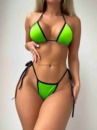 Bikinis Set Womens Sexy Beach Swimsuit With Thong Bathing Suits Spaghetti Strap Green Bikini SetL231225