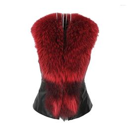 Women's Fur Sleeveless Jacket Bowknot Faux Tunic Winter Autumn Warm Coat Women Leather Patchwork Vest