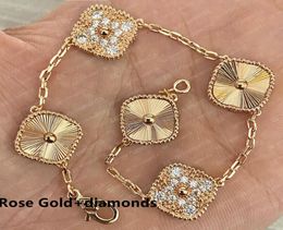 with Diamond designer bracelet 20 Colours Fashion Classic 4Four Leaf Clover Charm Bracelets Bangle Chain Agate Shell Wedding cjewe1671776