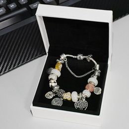 Fashion charm pendant bracelet for Jewellery with silver plated original box DIY beaded bracelet gold heart-shaped CZ diamond ladies3471104
