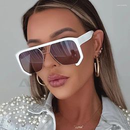 Sunglasses Half Frame Square Women Men Retro Punk Double Bridges Shades UV400 Eyewear Female Polygon Gradient Sun Glasses