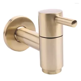 Bathroom Sink Faucets Brushed Gold Round Copper Wall Mounted Washing Machine Tap Mop Pool Garden Outdoor Water Faucet