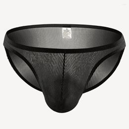 Underpants Sexy Men's Panties Low-Rise Solid Black Mesh Transparent Briefs Underwear Man Breathable Pouch