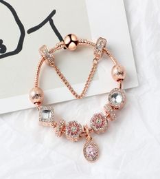 Strands Rose Gold charm Oval Pendant Bracelet 18cm20cm Crystal cat eye DIY gift for girls1767139