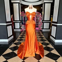 Elegante abito da ballo a sirena arancione per donne con un lato senza spalline divisi abiti da sera sexy abiti da sera lunghi abiti da sera vestidos