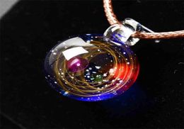 BOEYCJR Universe Glass Bead Planets Pendant Necklace Galaxy Rope Chain Solar System Design for Women 2107216365386