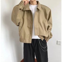 Autumn Broad Shoulder Pilot Jackets Niche High Class Thin British Vintage Loose Coats Men s Casual Lapel Short Baseball Tops 231225