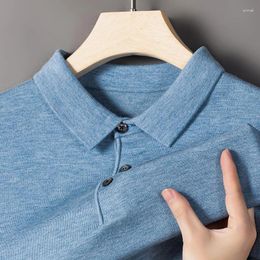 Men's Sweaters 17 Colours Polo Collar Knitted Pullovers 2023 Autumn Spring Men Long Sleeve Wool Business Classic Solid Colour Sweater