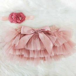 Skirts Baby Cotton Chiffon Ruffle Bloomers Cute Baby Diaper Cover Newborn Flower Shorts Toddler Fashion Summer Clothing 2pc skirtzln231225