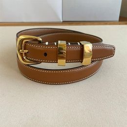 Gold Buckle Brown Leather Belt for Women Reversible Adjustable Waist Belts Width 1 8cm Casual Fashion Designer Belts with Box289y