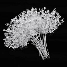 50 PCS 15cm White Crystal Bud Branches Artificial Flower Branches for Wedding Party Home Decor Floral Crafts 231225
