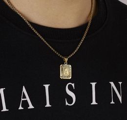 Chains Name Initial Necklaces For Women Men Gold Filled Letter Card Pendant Couple Neck Chain Hip Hop Necklace Stainless Steel Jew2205653